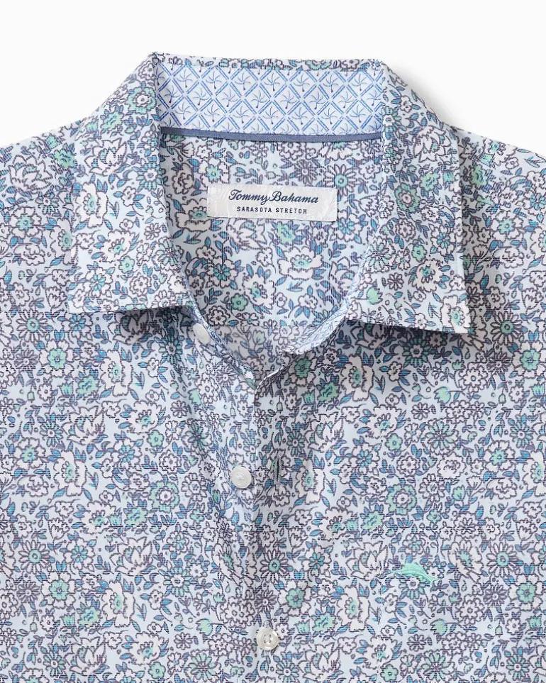 Online Tommy Bahama Sarasota Stretch Blue Flora IslandZone® Shirt Glass Bead Blue