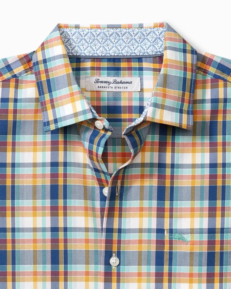 Cheap Tommy Bahama Sarasota Stretch Grenada Check IslandZone® Shirt Dockside Blue