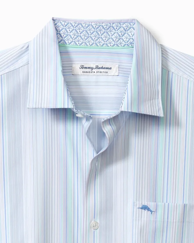 Outlet Tommy Bahama Sarasota Stretch Santiago Stripe IslandZone® Shirt Dew Drop