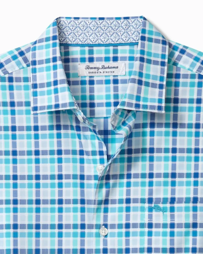 Discount Tommy Bahama Sarasota Stretch St. Kitts Check IslandZone® Shirt Cobalt Craze