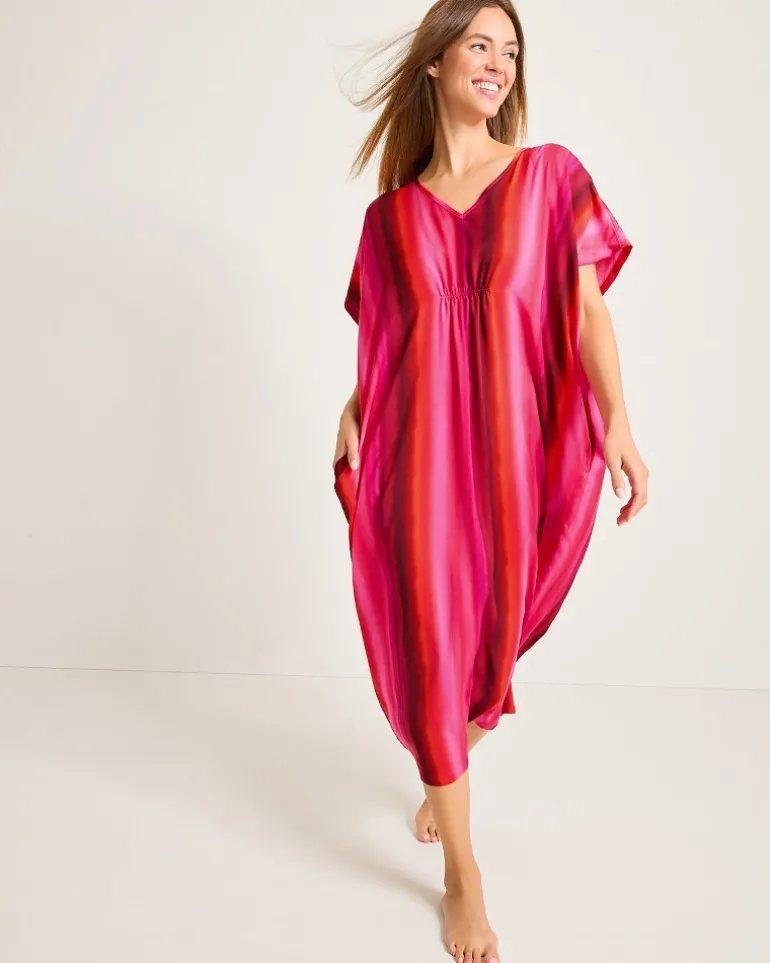 Online Tommy Bahama Satin Maxi Sleep Caftan Burgundy