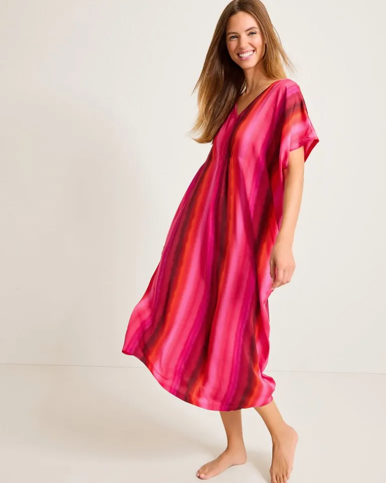 Online Tommy Bahama Satin Maxi Sleep Caftan Burgundy
