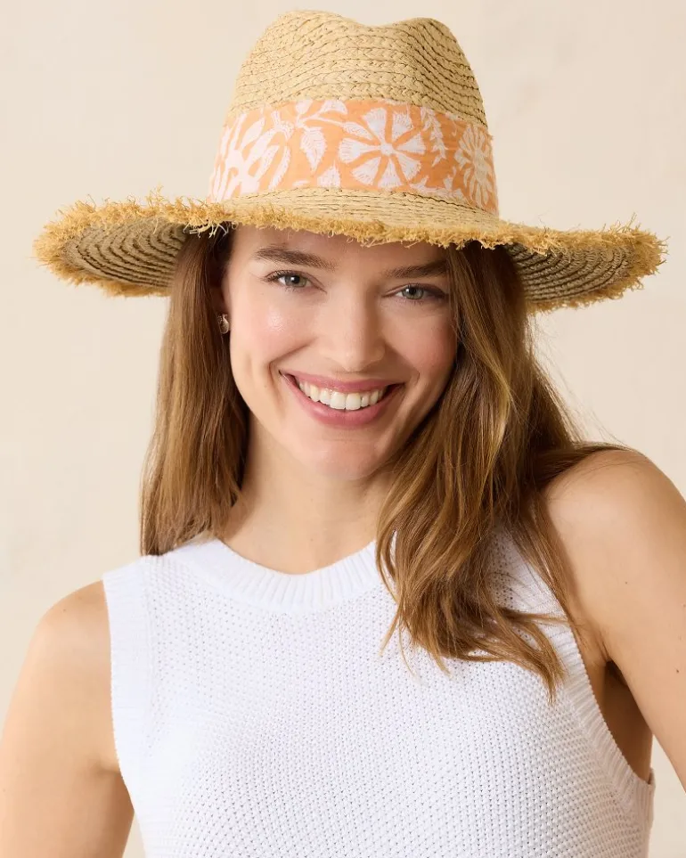 Hot Tommy Bahama Seaside Continental Raffia Hat Natural/Coral