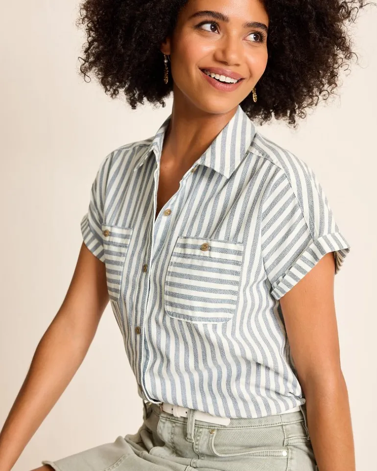 Outlet Tommy Bahama Seaway Stripe Coastal Twill Shirt Seacoast Wash