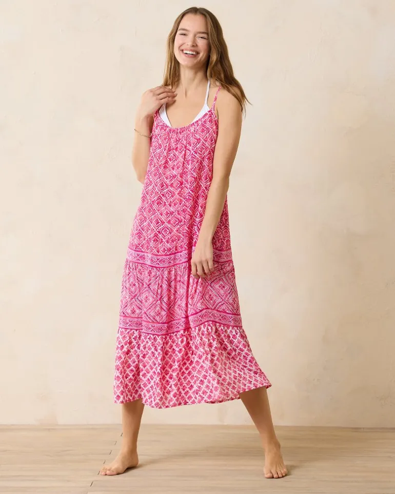 Outlet Tommy Bahama Shell Beach Midi Coverup Dress Passion Pink