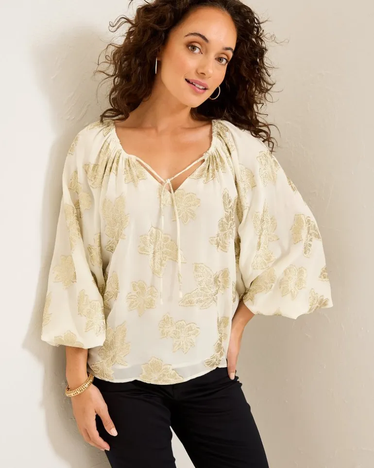 Fashion Tommy Bahama Shimmering Shores Peasant Top Coconut
