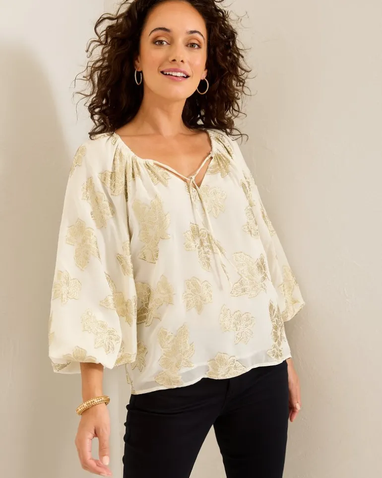 Fashion Tommy Bahama Shimmering Shores Peasant Top Coconut
