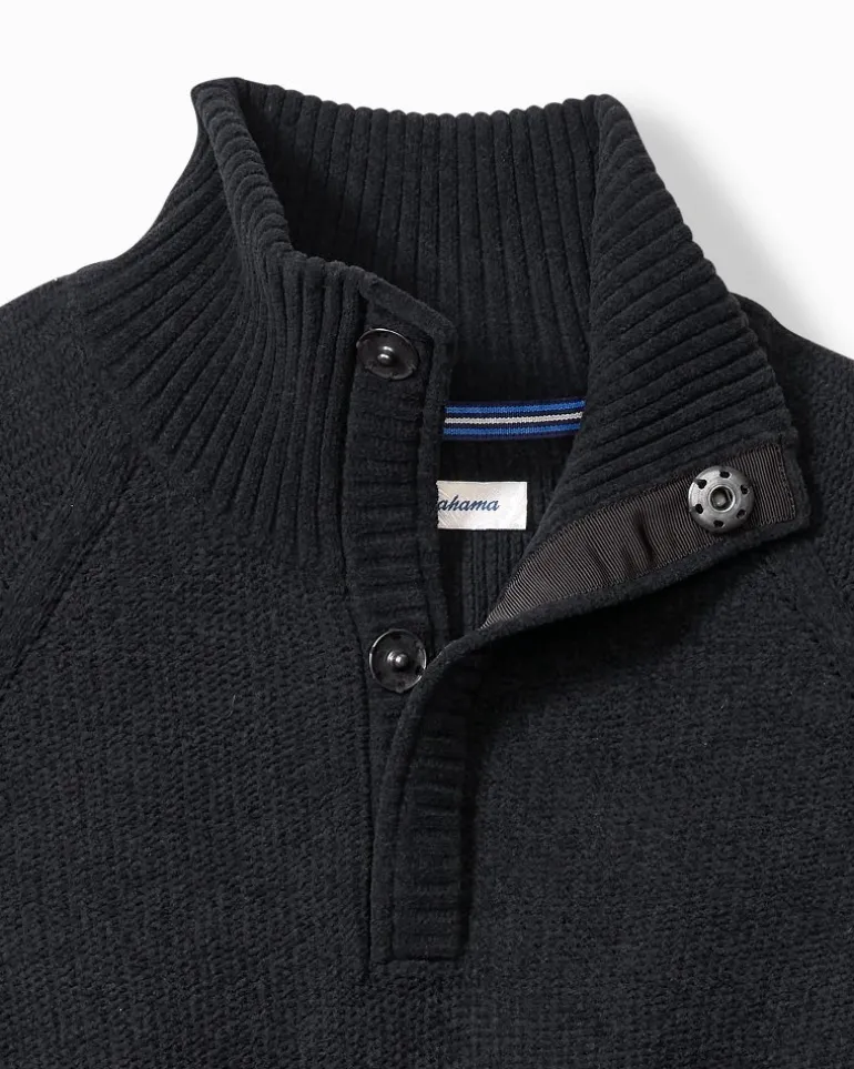 Shop Tommy Bahama Shoreline Surfcomber Snap-Mock Sweater Black