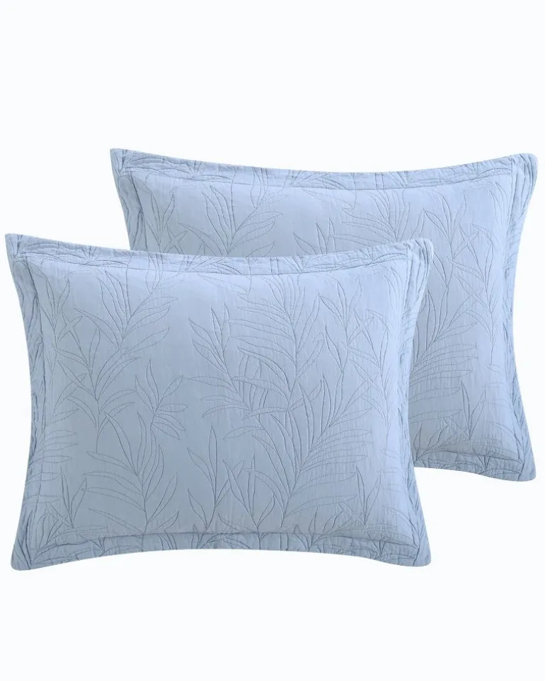 New Tommy Bahama Solid Costa Sera 2-Piece Standard Quilted Sham Set Blue