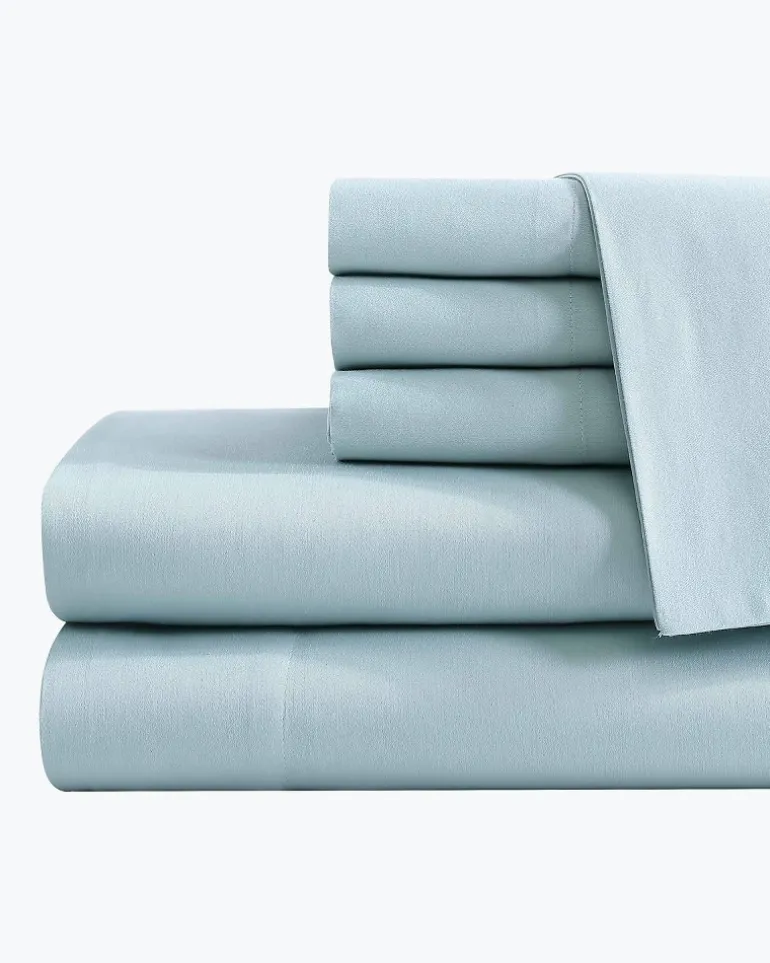 New Tommy Bahama Solid Sateen 6-Piece Queen Sheet Set Blue