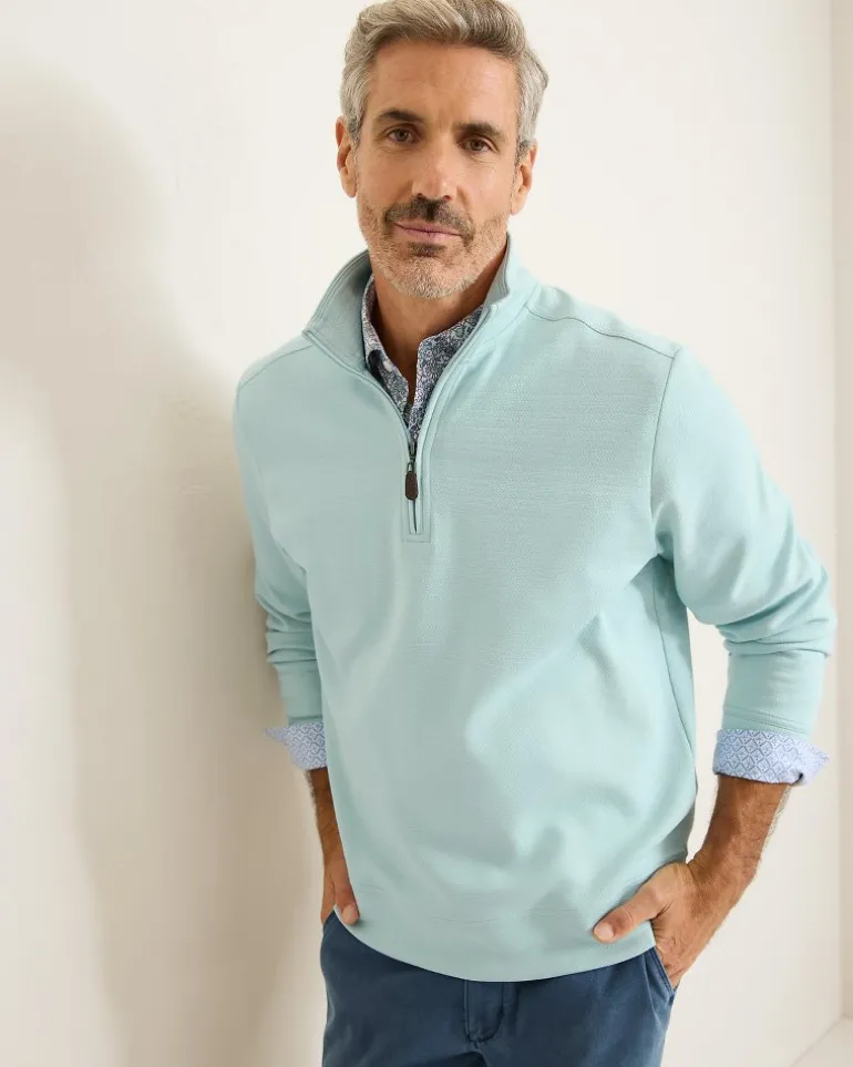 Fashion Tommy Bahama St. Kitts Half-Zip Sweatshirt Sterling Blue