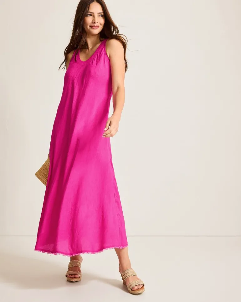 Best Tommy Bahama St. Lucia Linen-Blend Bias-Cut Coverup Dress Pink Maui