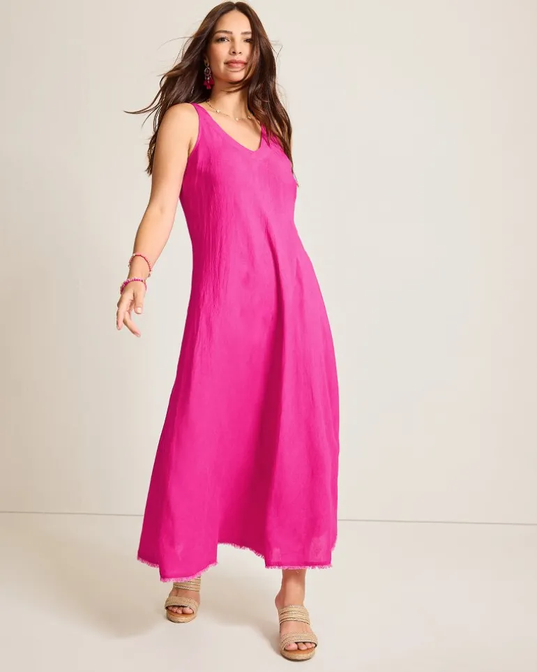 Best Tommy Bahama St. Lucia Linen-Blend Bias-Cut Coverup Dress Pink Maui