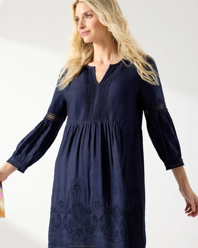 Shop Tommy Bahama St. Lucia Linen-Blend Coverup Dress Mare Navy