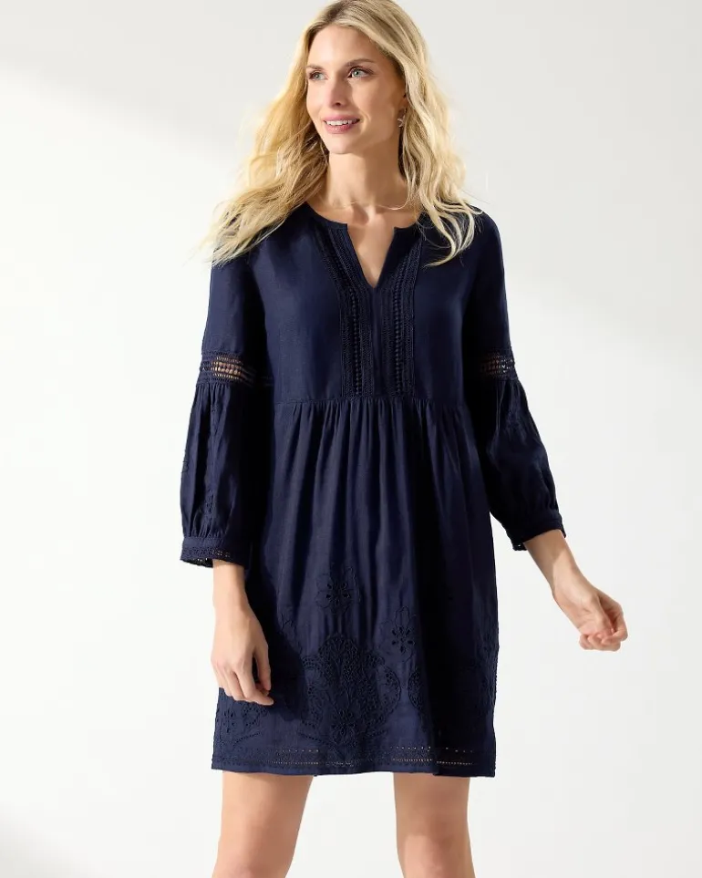 Shop Tommy Bahama St. Lucia Linen-Blend Coverup Dress Mare Navy