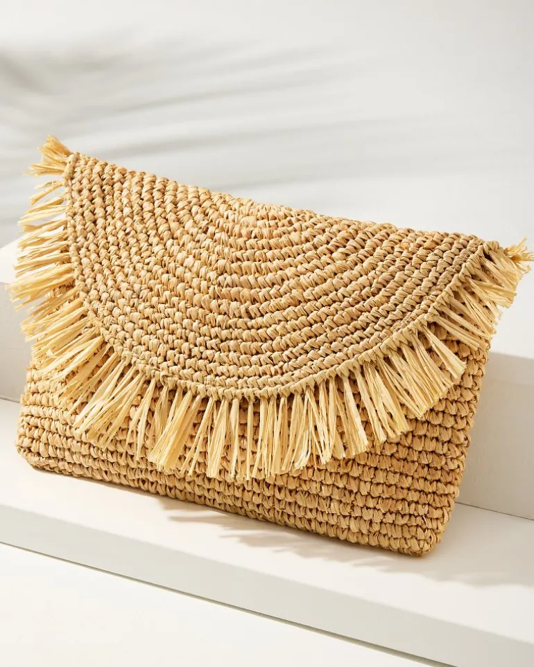 Store Tommy Bahama Sunburst Raffia Clutch Natural
