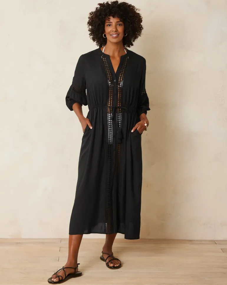 Shop Tommy Bahama Sunlace Coverup Shirt Dress Black