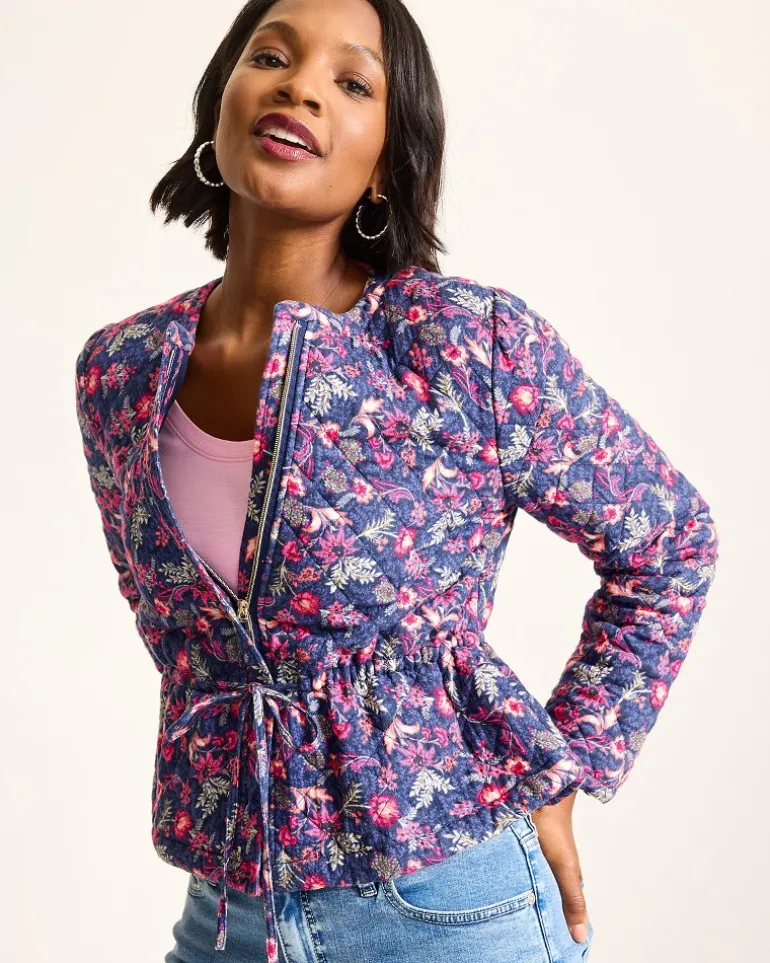 Outlet Tommy Bahama Sweeping Floral Quilted Jacket Island Navy