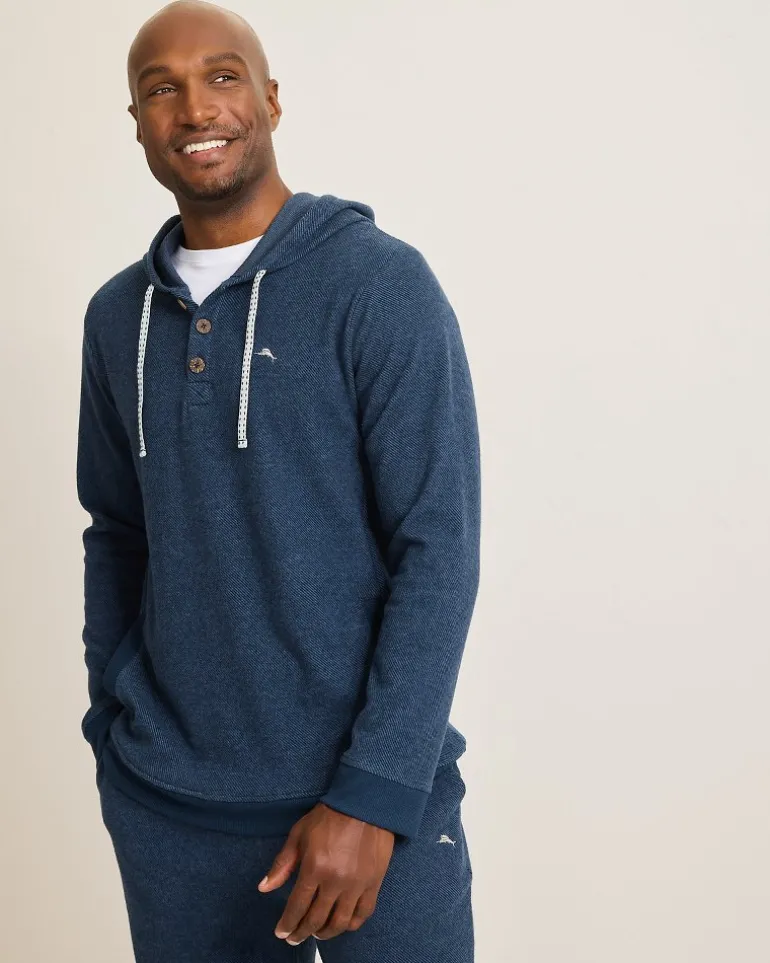 Best Sale Tommy Bahama Textured Twill Stripe Hoodie Dark Moonlight