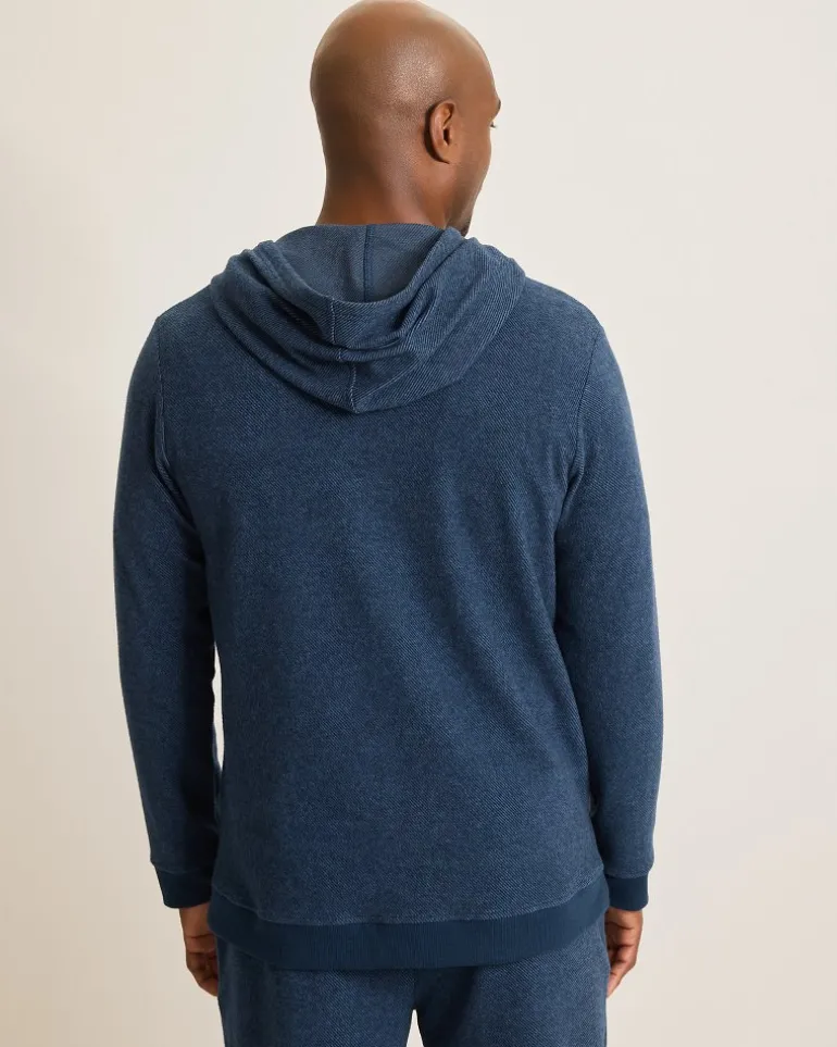 Best Sale Tommy Bahama Textured Twill Stripe Hoodie Dark Moonlight