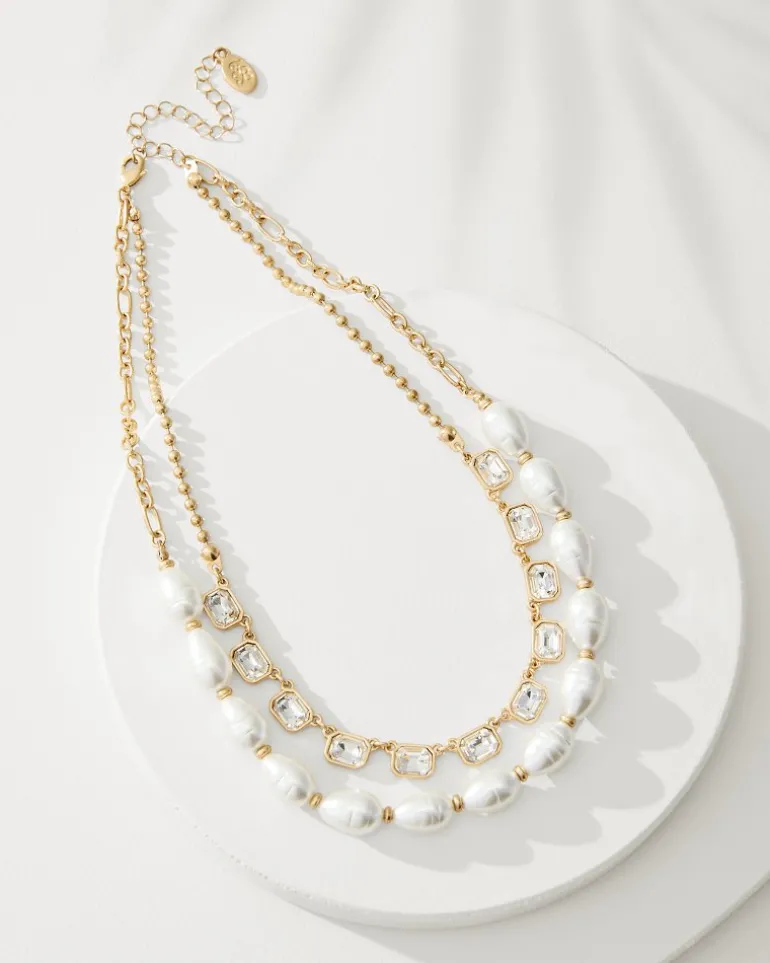 Online Tommy Bahama Tidal Treasure Baroque Pearl and Stone Layered Necklace Gold