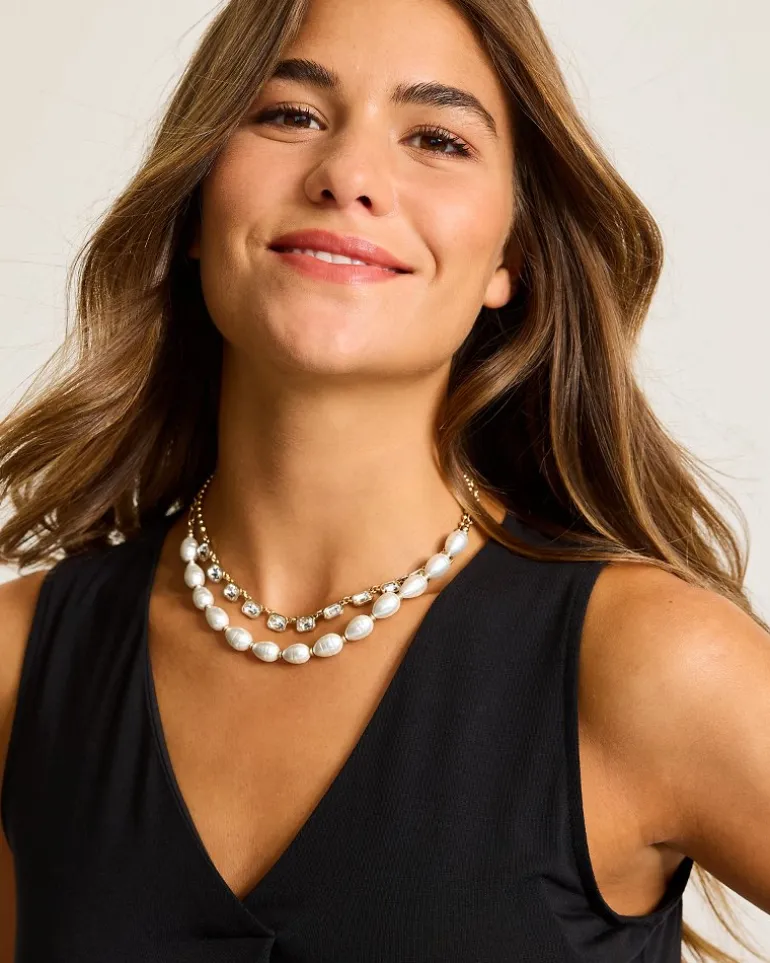 Online Tommy Bahama Tidal Treasure Baroque Pearl and Stone Layered Necklace Gold
