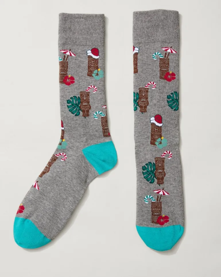 Outlet Tommy Bahama Tiki's the Season Socks Grey Heather