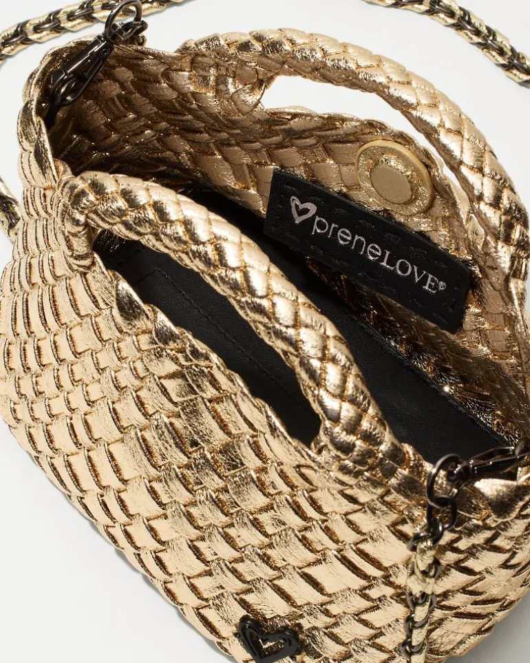 New Tommy Bahama Tiny Mini Woven Crossbody Tote Gold