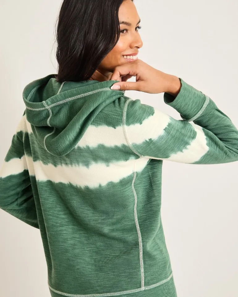 Outlet Tommy Bahama Tobago Bay Tie-Dye Stripe Hoodie Dark Spearmint