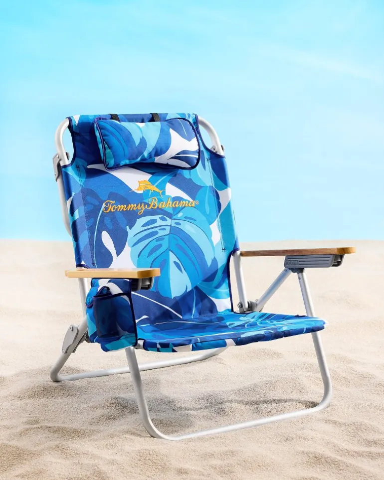 Outlet Tommy Bahama Blue Monstera Deluxe Backpack Beach Chair Multicolor