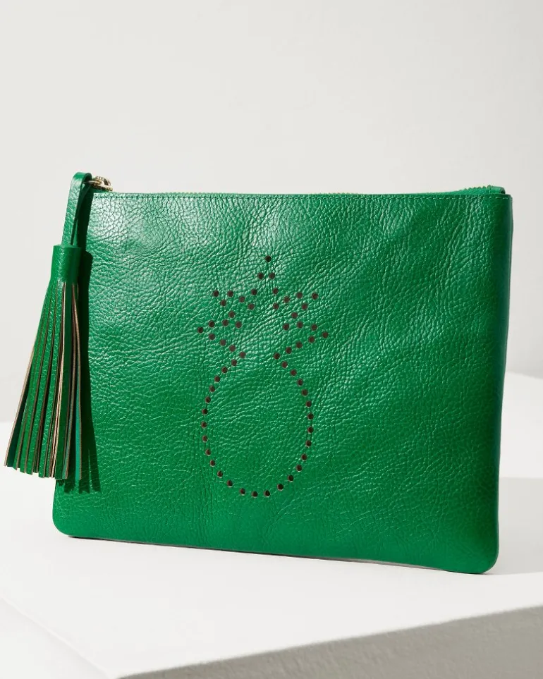 Hot Tommy Bahama Perforated Leather Pouch Green