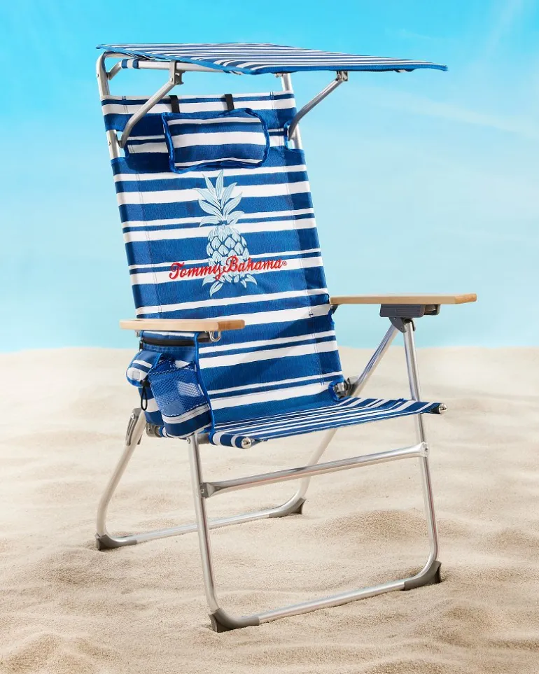 Outlet Tommy Bahama Pineapple Stripe Highboy Chair with Shade Blue/White