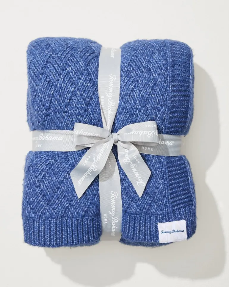 Online Tommy Bahama Treillage Knit Throw Blue