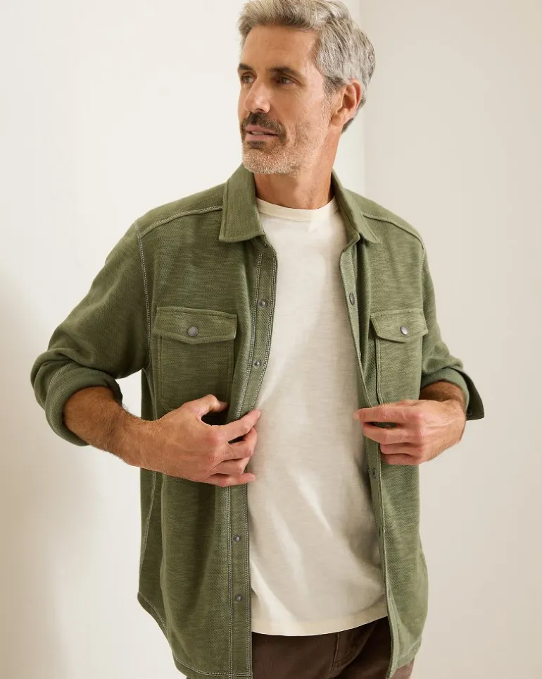 Cheap Tommy Bahama Trinidad CPO Shirt Jacket Dark Fern