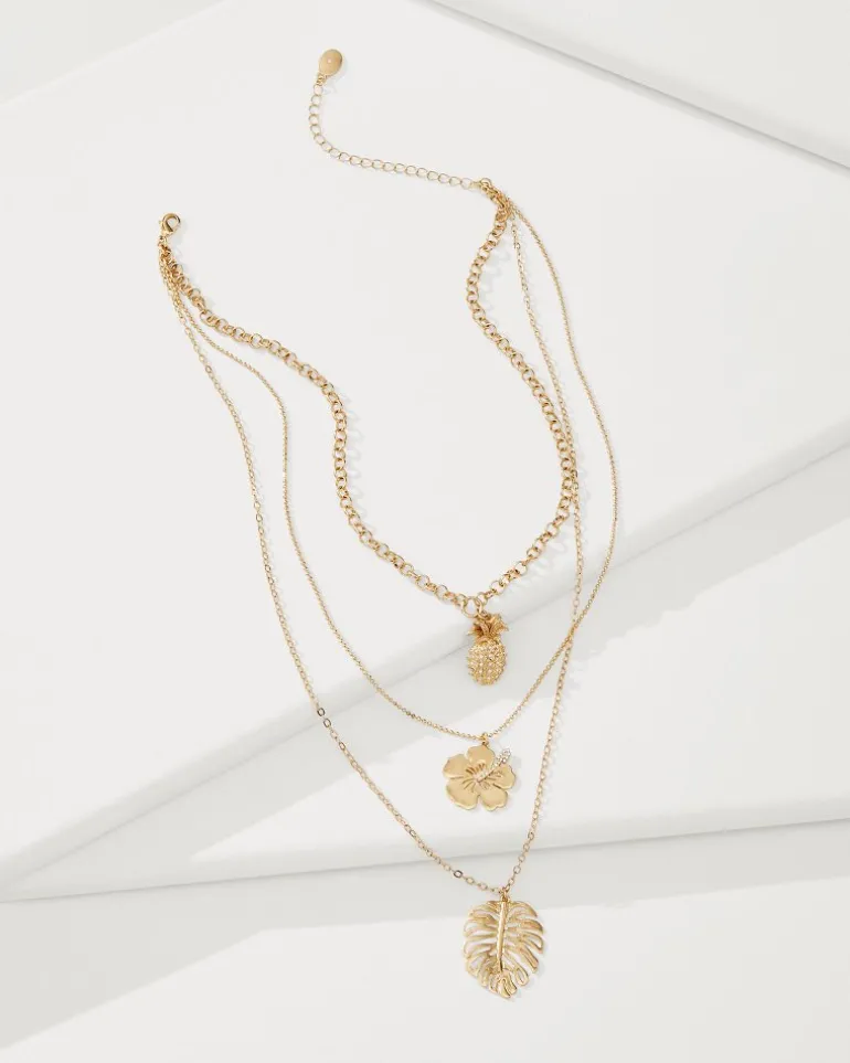 Online Tommy Bahama Tropical Blooms Multi-Row Layered Charm Necklace Gold