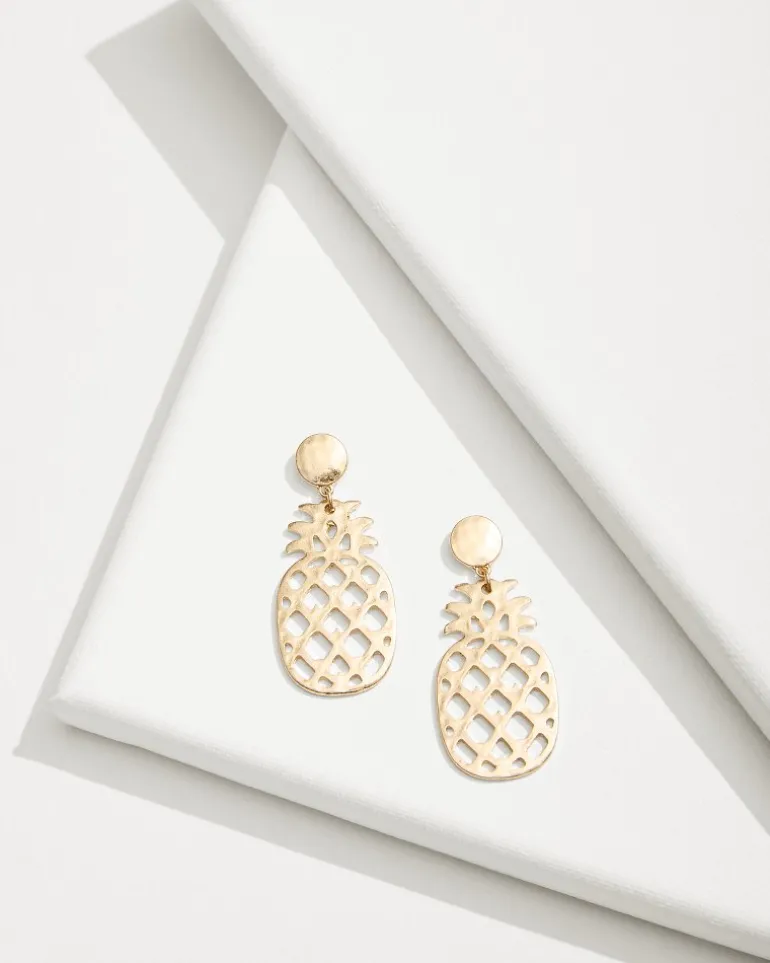 Discount Tommy Bahama Tropical Blooms Pineapple Mother of Pearl Statement Earrings Gold