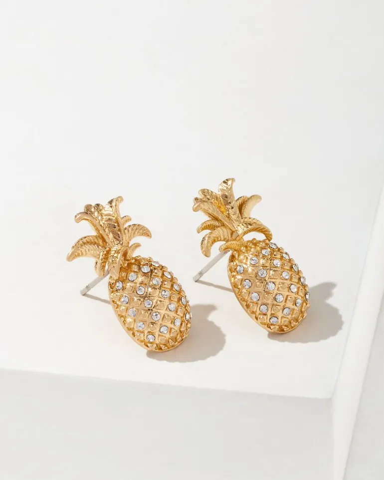Cheap Tommy Bahama Tropical Blooms Pineapple Stud Earrings Gold