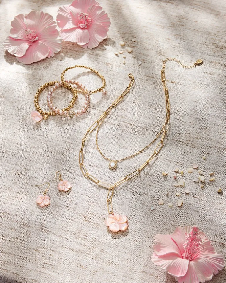Clearance Tommy Bahama Tropical Blooms Stretch Charm Bracelet Set Pink