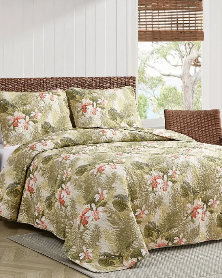 Best Tommy Bahama Tropical Orchid 3-Piece King Quilt Set Green