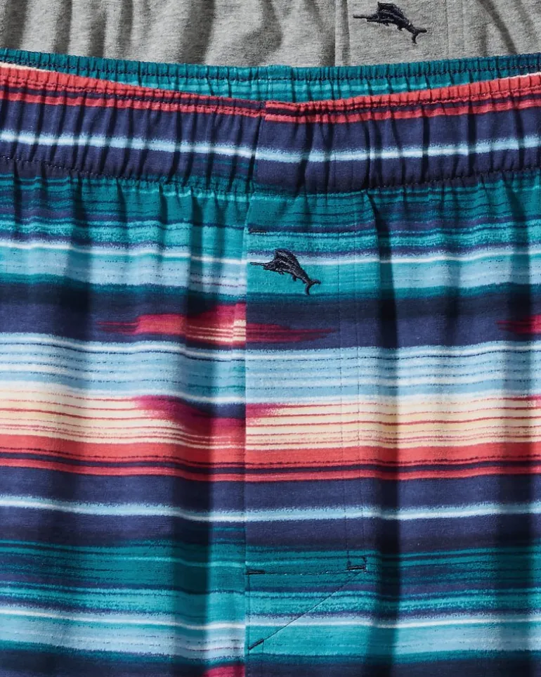Online Tommy Bahama Tropical Print & Solid Knit Boxers—2-Pack Dark Navy