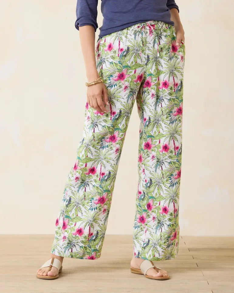 Shop Tommy Bahama Two Palms Coastal Palms High-Rise Linen Easy Pants White