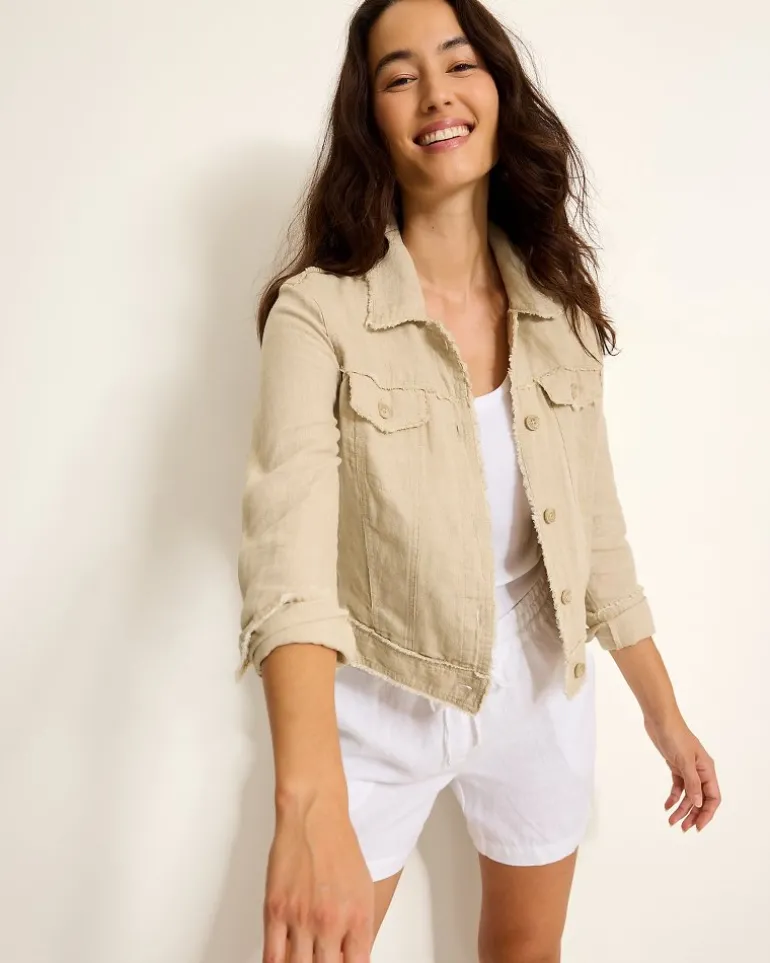 Outlet Tommy Bahama Two Palms Linen Raw-Edge Jacket Natural