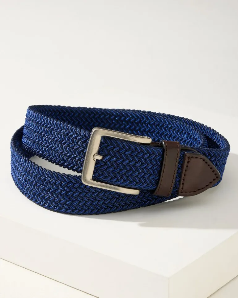 Store Tommy Bahama Two-Tone Stretch Webbed Belt Dark Navy