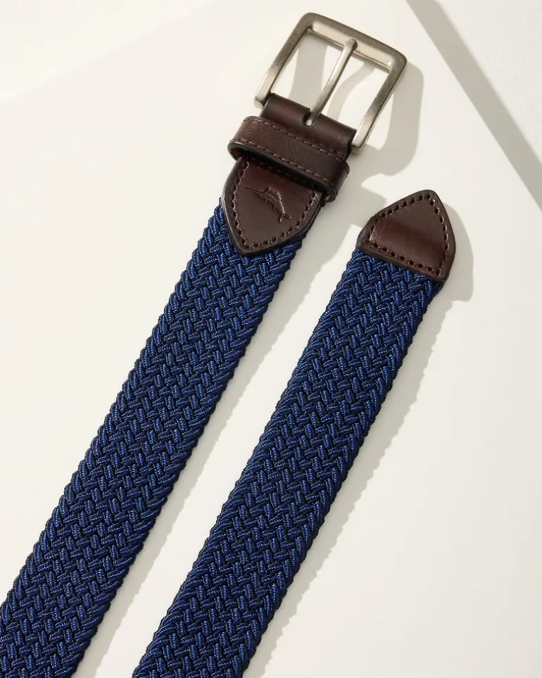 Store Tommy Bahama Two-Tone Stretch Webbed Belt Dark Navy