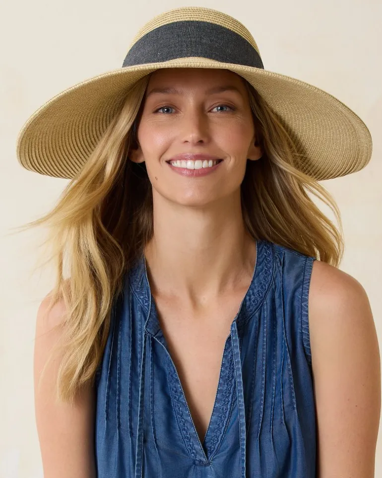 Discount Tommy Bahama Ultra-Braid Bow Sun Hat Charcoal