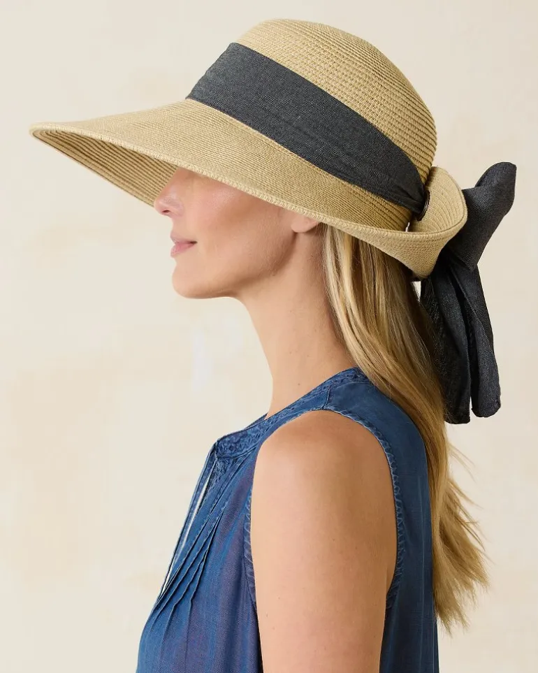 Discount Tommy Bahama Ultra-Braid Bow Sun Hat Charcoal