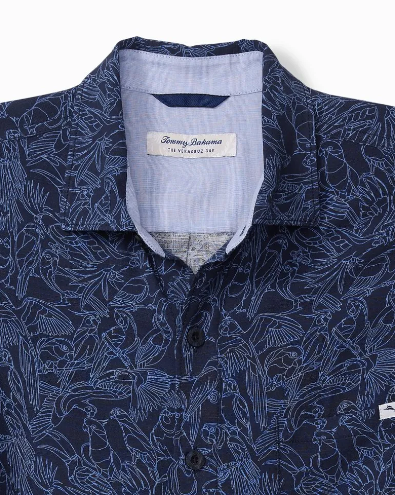 Fashion Tommy Bahama Veracruz Cay Paradise Pajaro Short-Sleeve Shirt Deep Tahoe