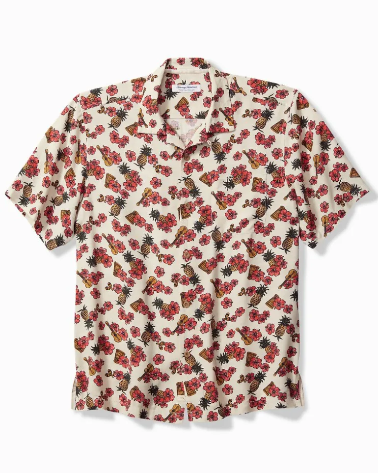 Shop Tommy Bahama Veracruz Cay Ukelele Blooms Short-Sleeve Shirt Bleached Sand