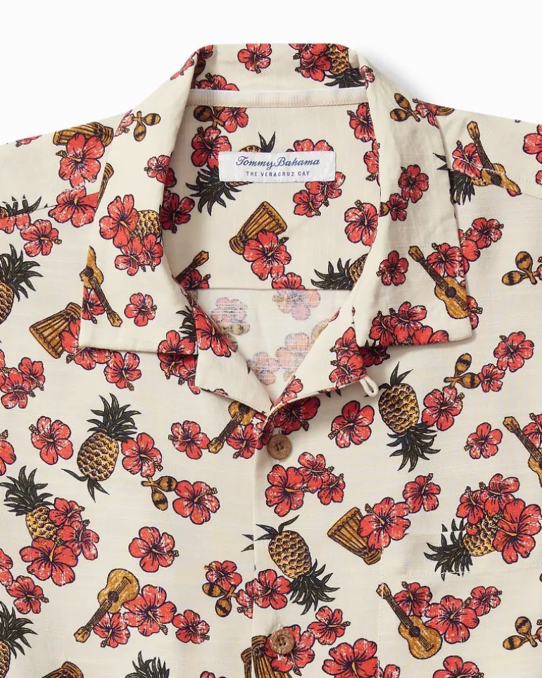 Shop Tommy Bahama Veracruz Cay Ukelele Blooms Short-Sleeve Shirt Bleached Sand