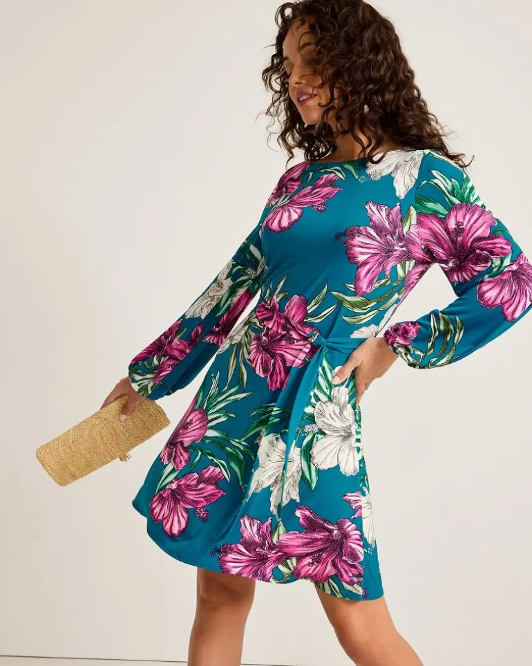 Shop Tommy Bahama Villa Garden Long-Sleeve Short Dress Academy
